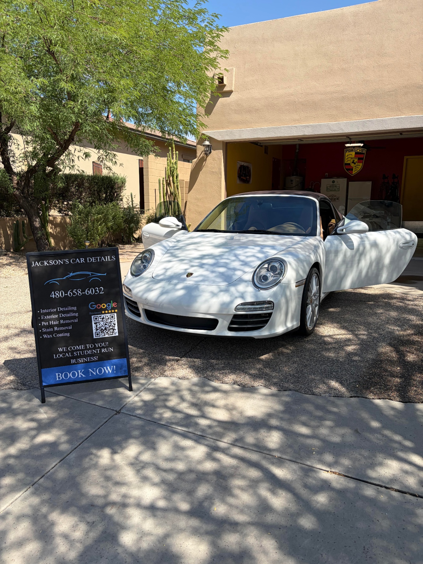Freshly detailed white Porsche 911